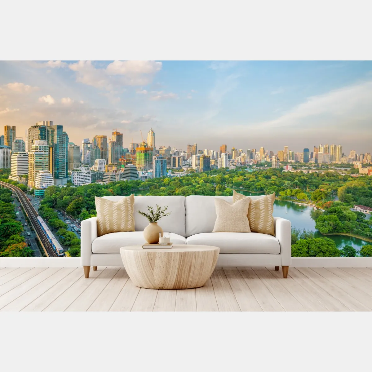 Fototapeta Bangkok panorama nad parkiem Lumpini – Wallissimo® Fototapeta Bangkok panorama nad parkiem Lumpini – Wallissimo®