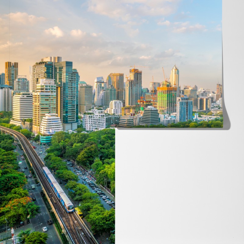 Fototapeta Bangkok panorama nad parkiem Lumpini – Wallissimo® Fototapeta Bangkok panorama nad parkiem Lumpini – Wallissimo®