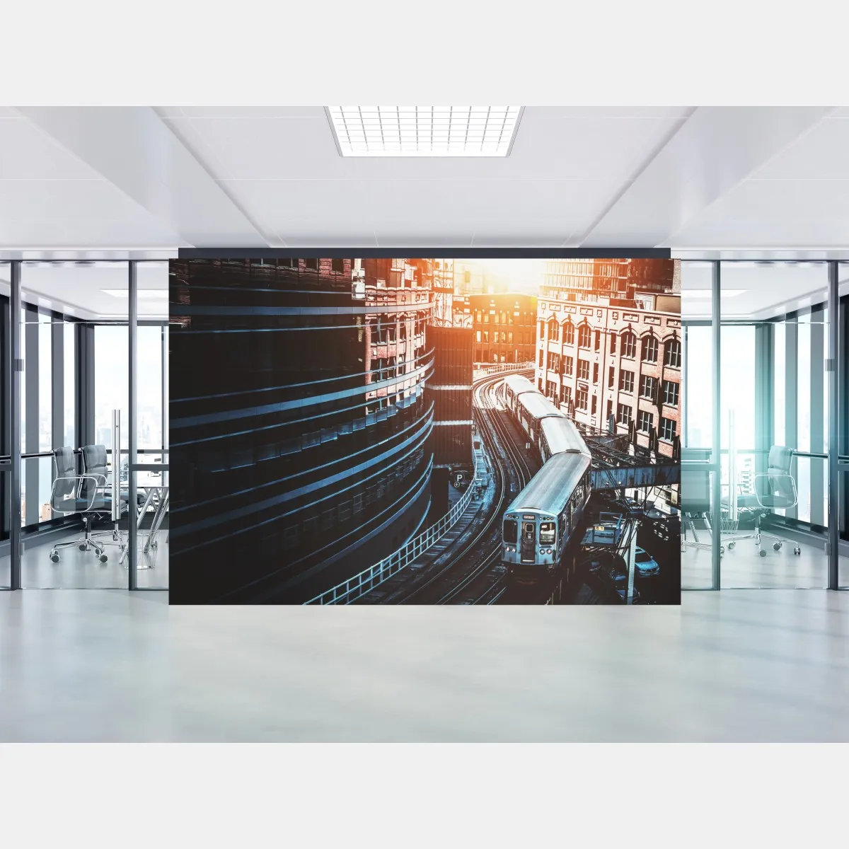 Fototapeta Chicago kolej nadziemna w centrum – Wallissimo® Fototapeta Chicago kolej nadziemna w centrum – Wallissimo®