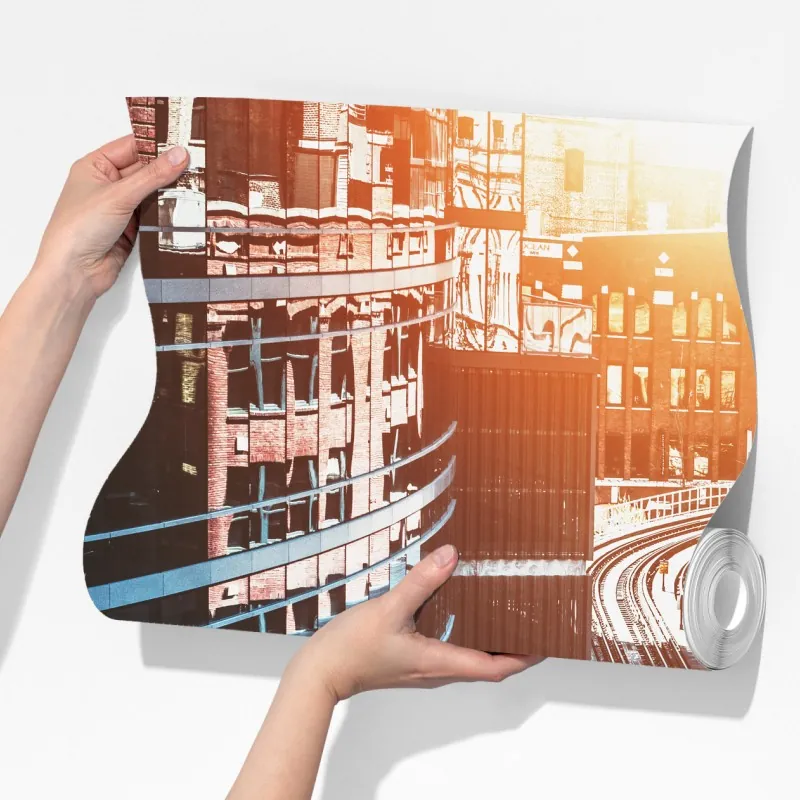 Fototapeta Chicago kolej nadziemna w centrum – Wallissimo® Fototapeta Chicago kolej nadziemna w centrum – Wallissimo®