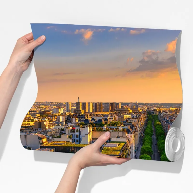 Fototapeta zachód słońca nad Paryżem z Wieżą Eiffla – Wallissimo® Fototapeta zachód słońca nad Paryżem z Wieżą Eiffla – Wallissimo®