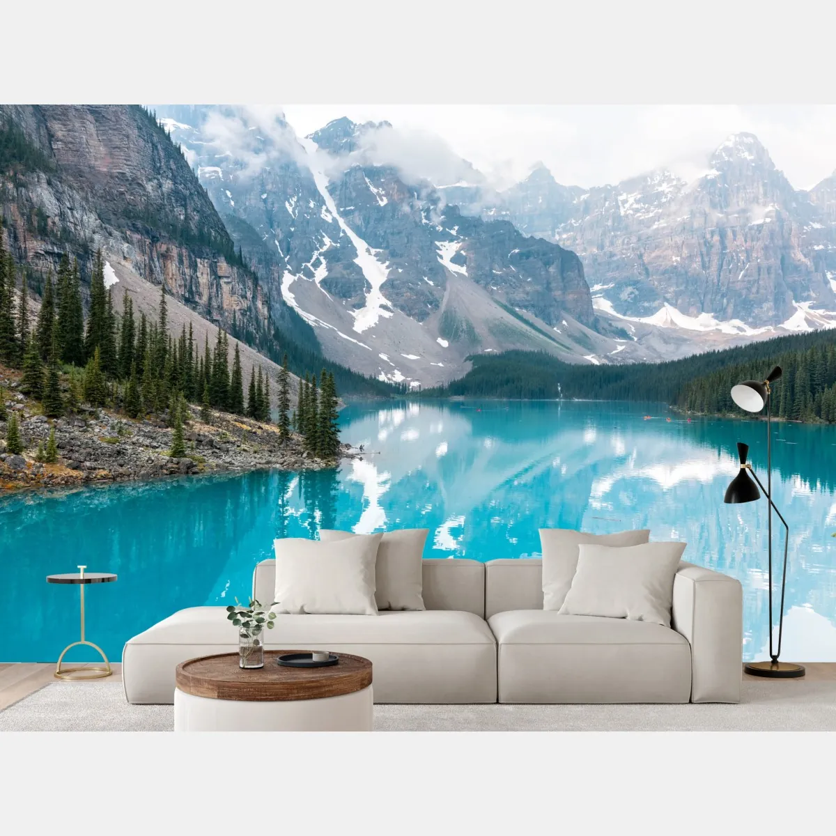 Fototapeta turkusowe jezioro moraine w Banff – Wallissimo® Fototapeta turkusowe jezioro moraine w Banff – Wallissimo®