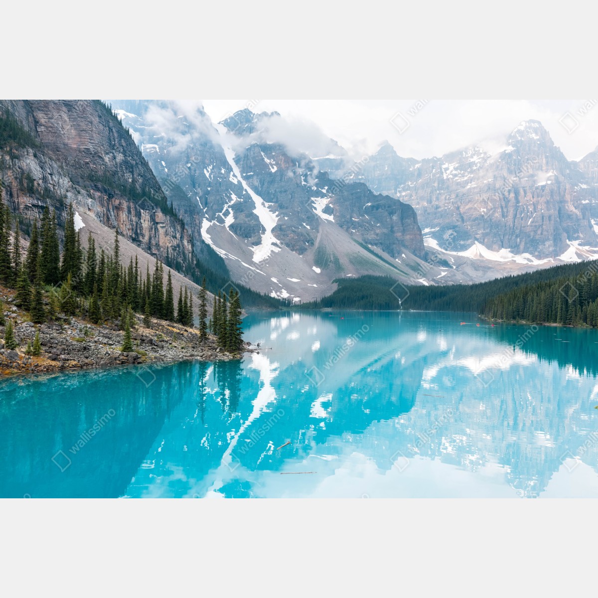 Fototapeta turkusowe jezioro moraine w Banff – Wallissimo® Fototapeta turkusowe jezioro moraine w Banff – Wallissimo®