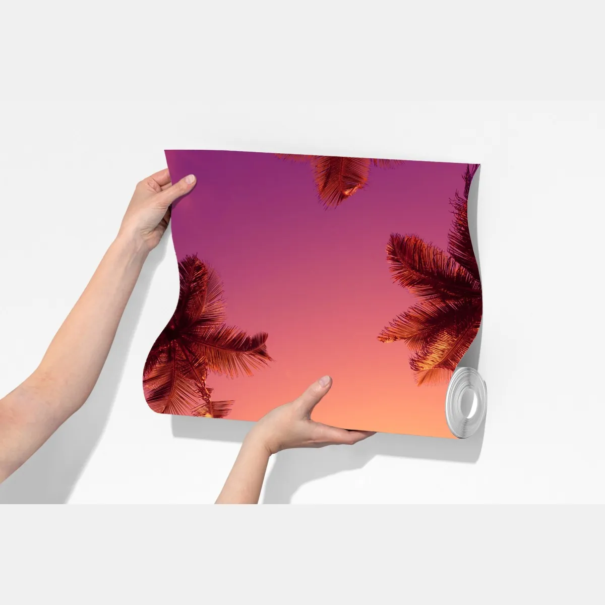 Fototapeta tropikalny zachód słońca z sylwetkami palm – Wallissimo® Fototapeta tropikalny zachód słońca z sylwetkami palm – Wallissimo®