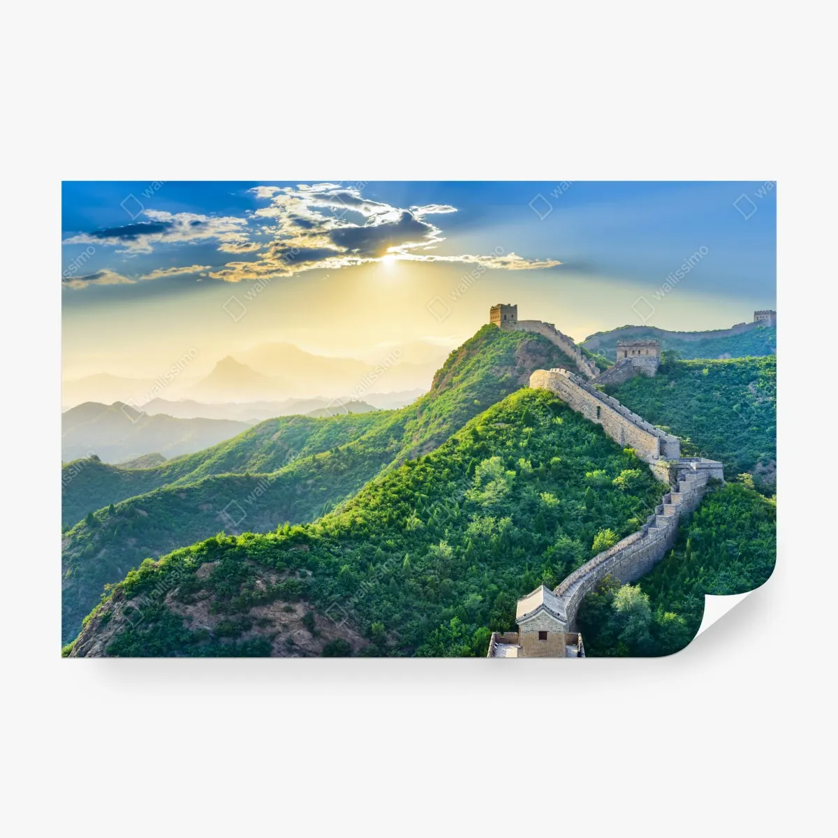 Fototapeta Wielki Mur o świcie nad zielonymi górami – Wallissimo® Fototapeta Wielki Mur o świcie nad zielonymi górami – Wallissimo®