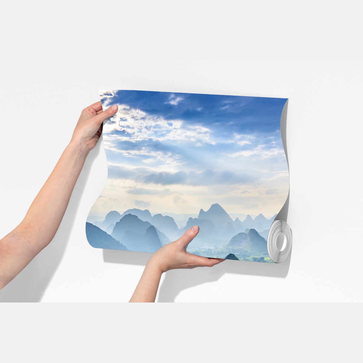 Fototapeta mglista dolina górska z karstowymi szczytami o świcie – Wallissimo® Fototapeta mglista dolina górska z karstowymi szczytami o świcie – Wallissimo®