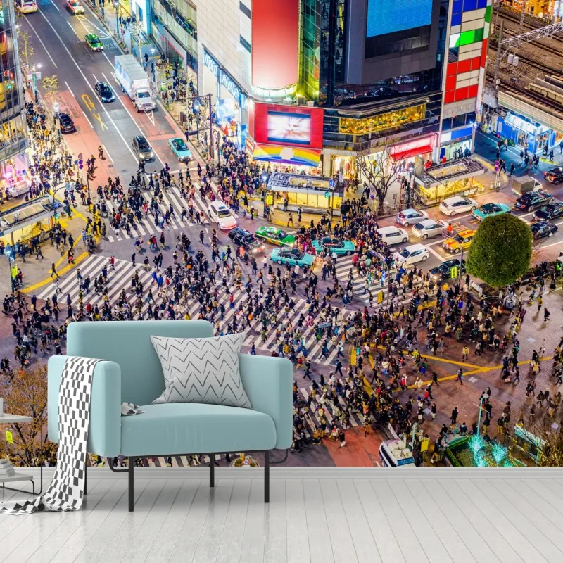Fototapeta Shibuya nocne skrzyżowanie – Wallissimo® Fototapeta Shibuya nocne skrzyżowanie – Wallissimo®
