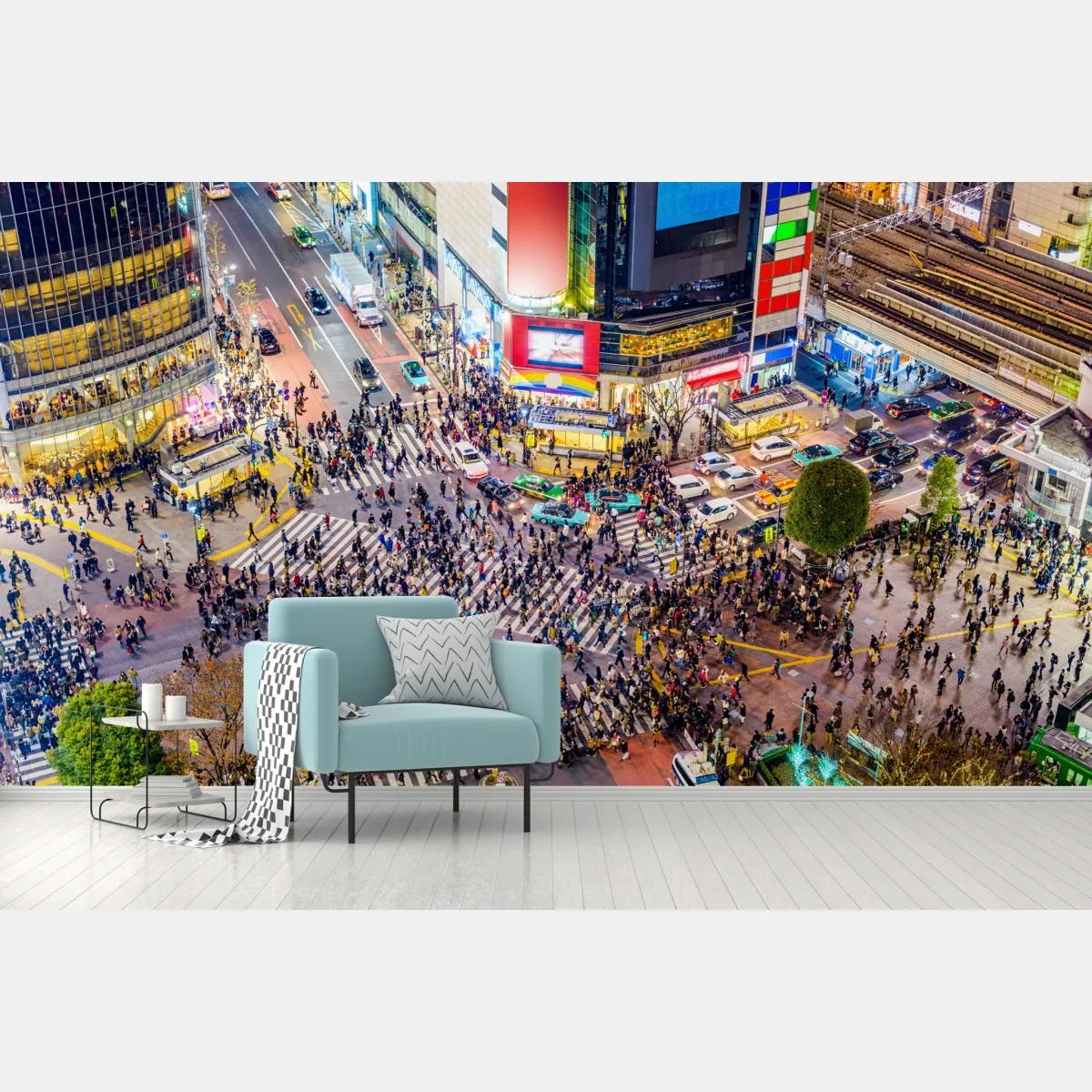 Fototapeta Shibuya nocne skrzyżowanie – Wallissimo® Fototapeta Shibuya nocne skrzyżowanie – Wallissimo®