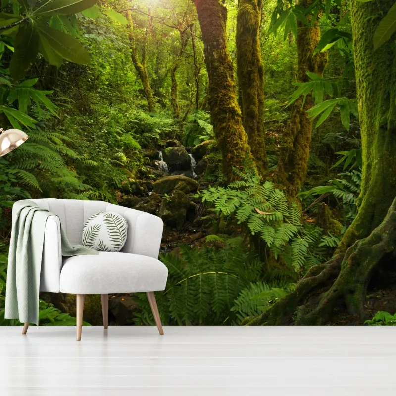 Fototapeta porośnięty mchem leśny potok