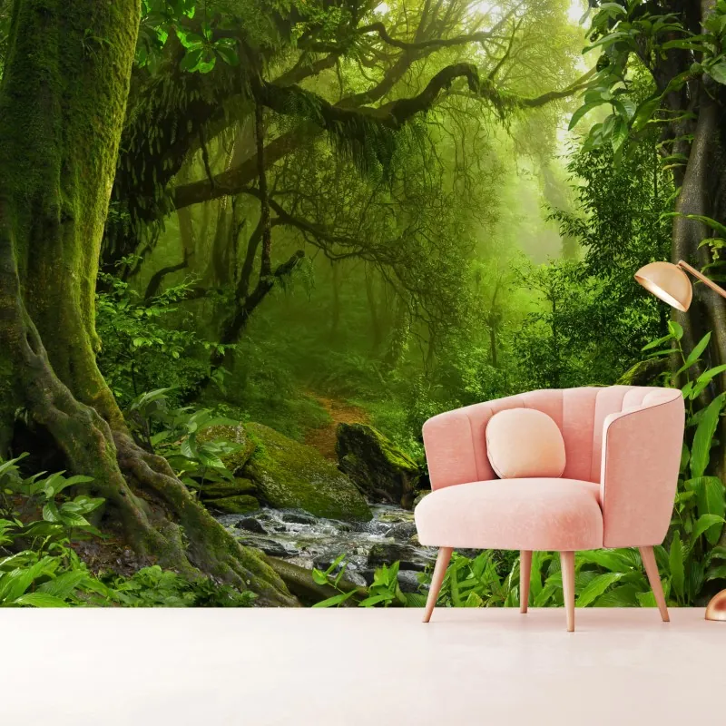 Fototapeta zaczarowany zielony leśny strumień – Wallissimo® Fototapeta zaczarowany zielony leśny strumień – Wallissimo®