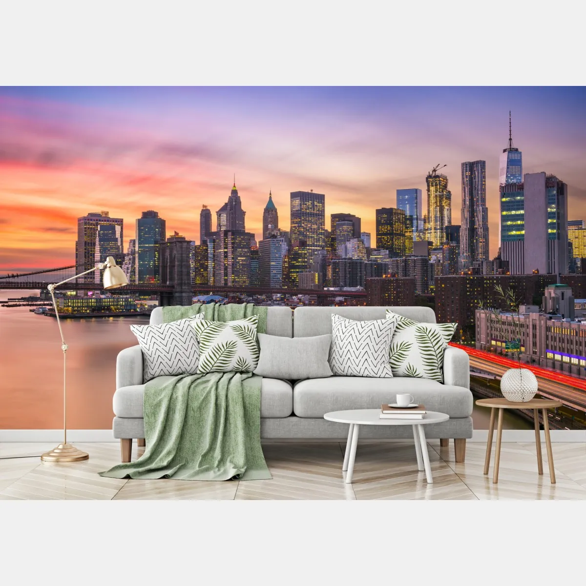 Fototapeta panorama Nowego Jorku o zachodzie słońca – Wallissimo® Fototapeta panorama Nowego Jorku o zachodzie słońca – Wallissimo®