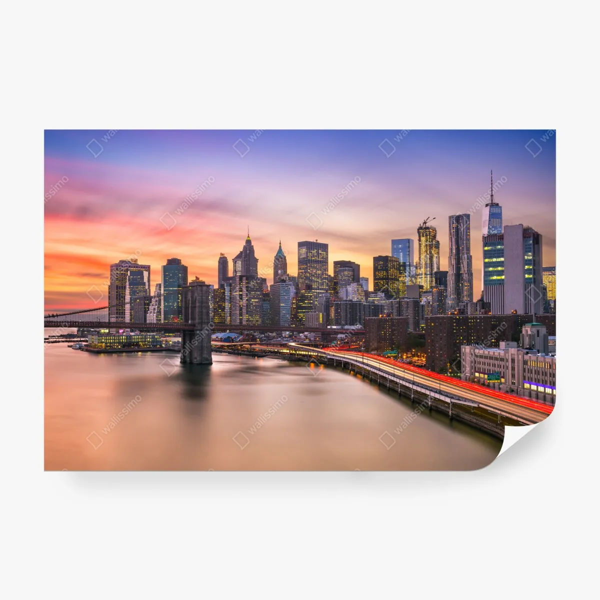 Fototapeta panorama Nowego Jorku o zachodzie słońca – Wallissimo® Fototapeta panorama Nowego Jorku o zachodzie słońca – Wallissimo®