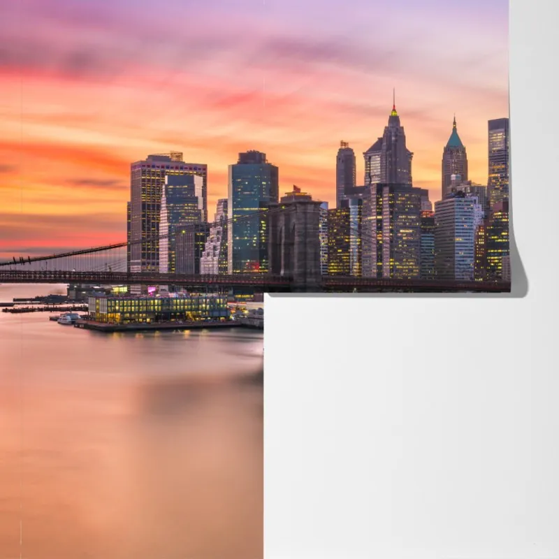 Fototapeta panorama Nowego Jorku o zachodzie słońca – Wallissimo® Fototapeta panorama Nowego Jorku o zachodzie słońca – Wallissimo®