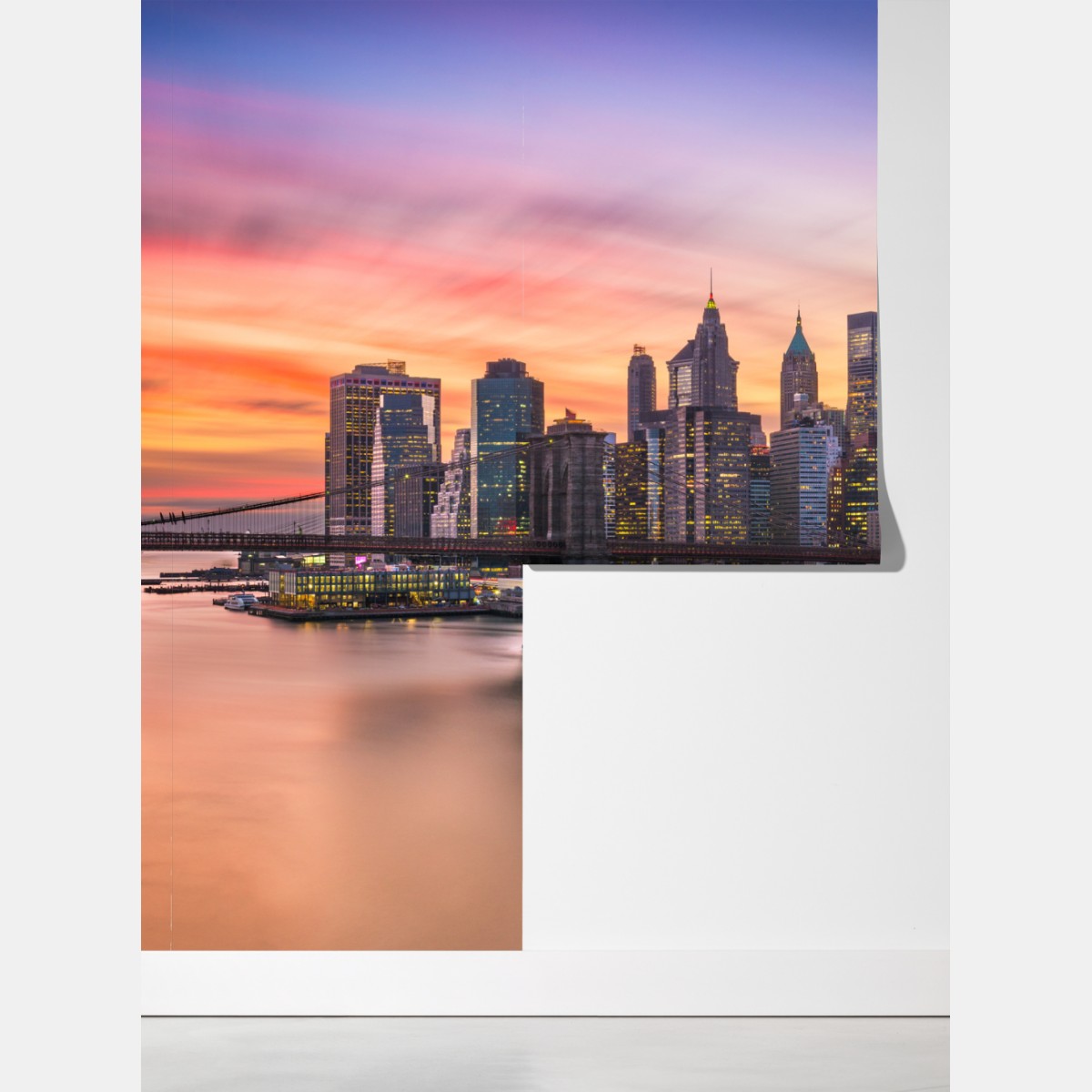 Fototapeta panorama Nowego Jorku o zachodzie słońca – Wallissimo® Fototapeta panorama Nowego Jorku o zachodzie słońca – Wallissimo®