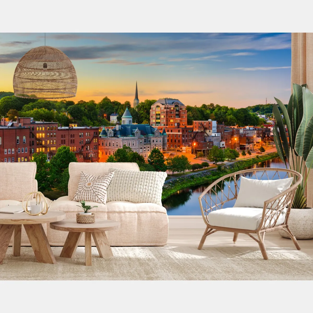 Fototapeta Augusta panorama miasta przy rzece Kennebec o zachodzie słońca – Wallissimo® Fototapeta Augusta panorama miasta przy rzece Kennebec o zachodzie słońca – Wallissimo®