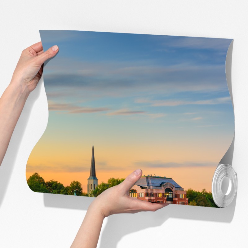 Fototapeta Augusta panorama miasta przy rzece Kennebec o zachodzie słońca – Wallissimo® Fototapeta Augusta panorama miasta przy rzece Kennebec o zachodzie słońca – Wallissimo®