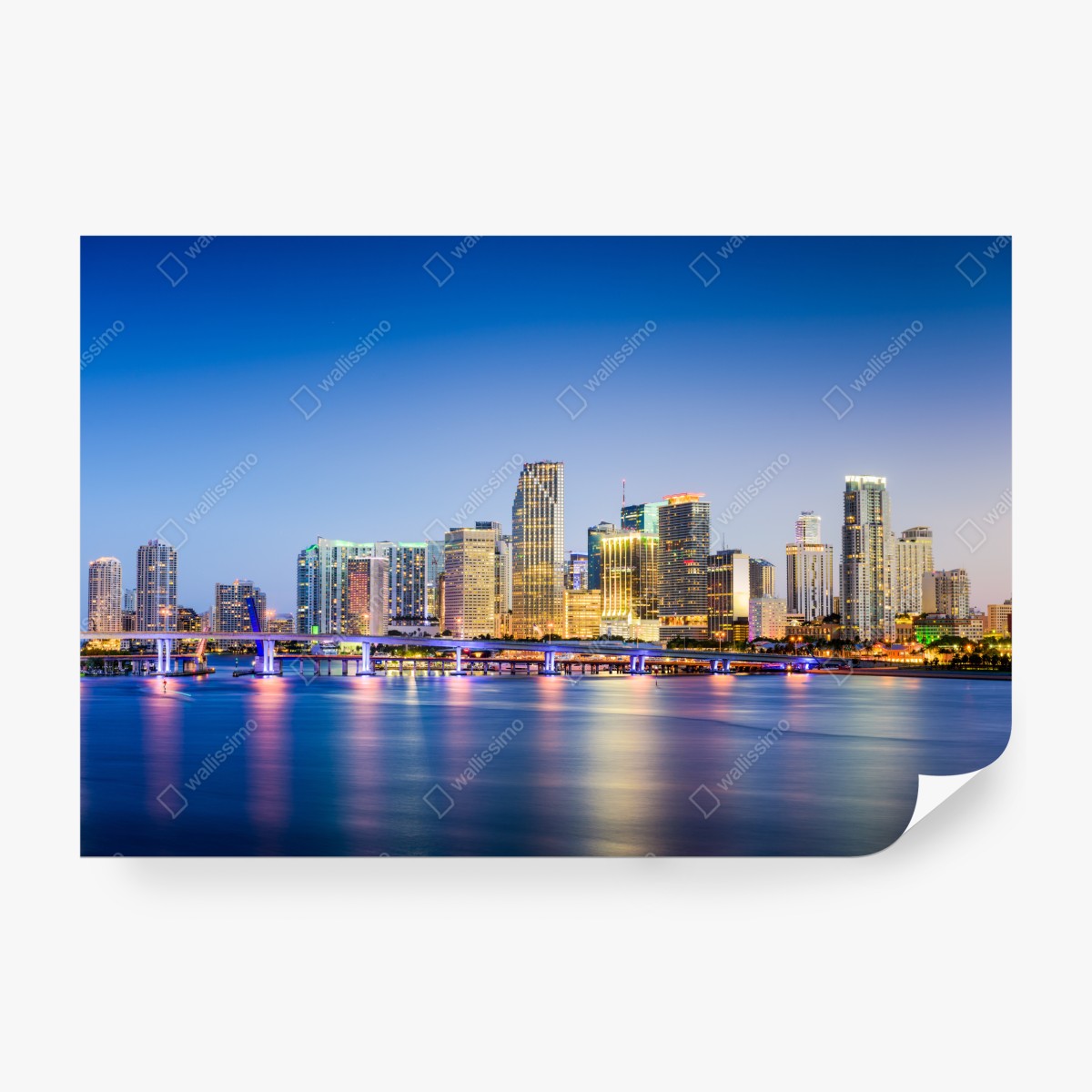 Fototapeta Miami panorama miasta o zmierzchu – Wallissimo® Fototapeta Miami panorama miasta o zmierzchu – Wallissimo®
