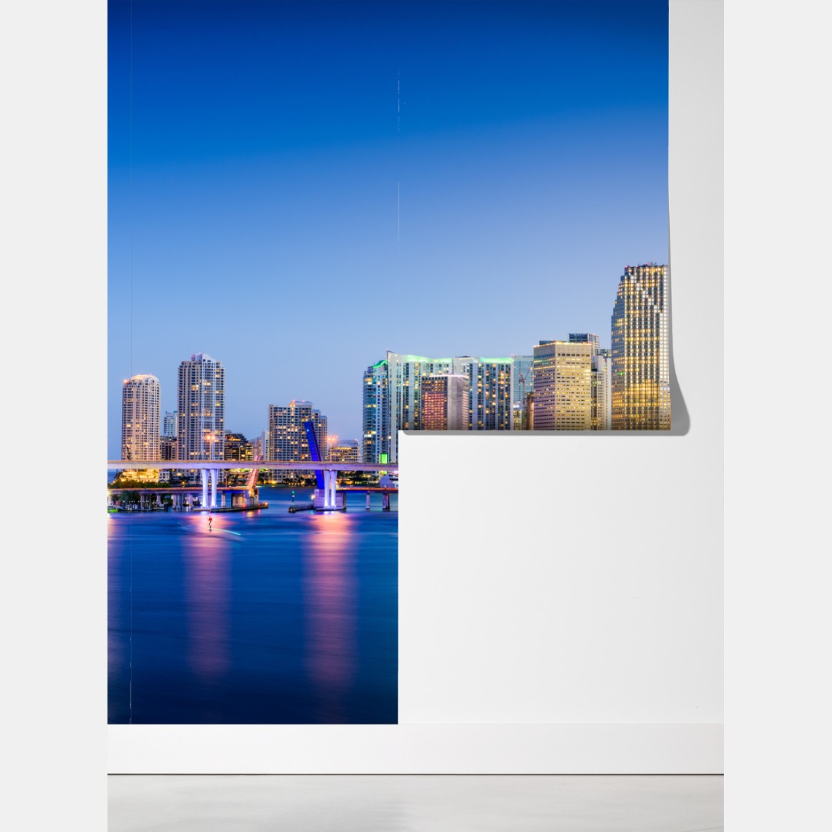 Fototapeta Miami panorama miasta o zmierzchu – Wallissimo® Fototapeta Miami panorama miasta o zmierzchu – Wallissimo®
