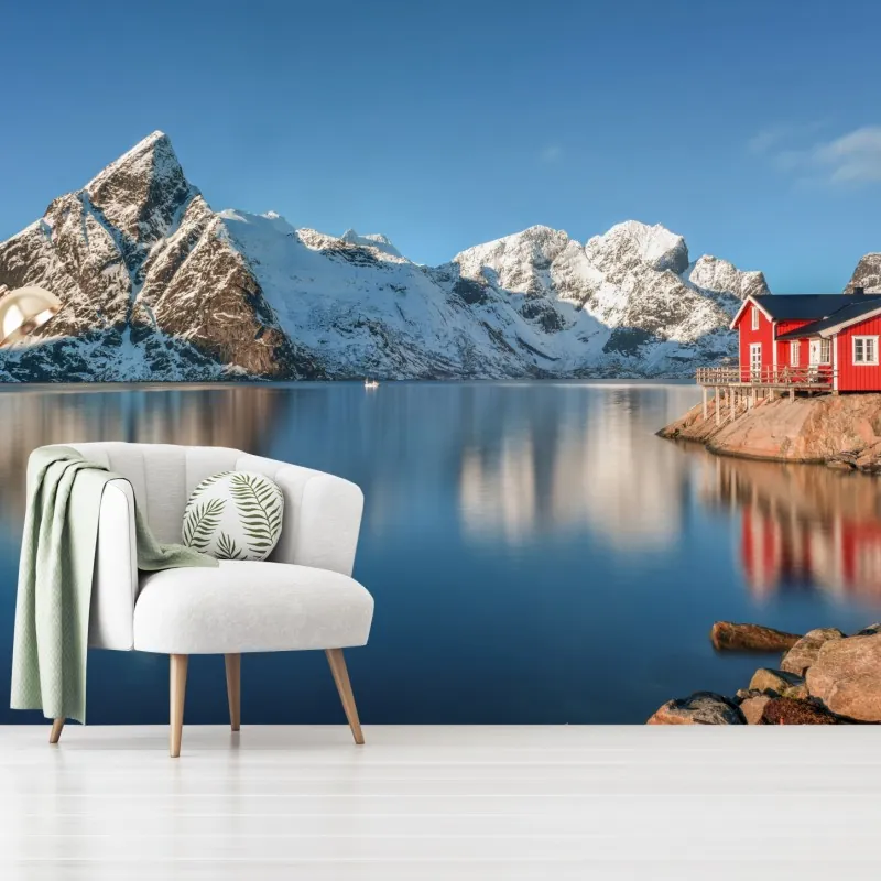 Fototapeta spokojny zimowy fiord w Reine, Lofoten