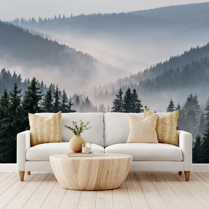 Fototapeta mglisty górski las