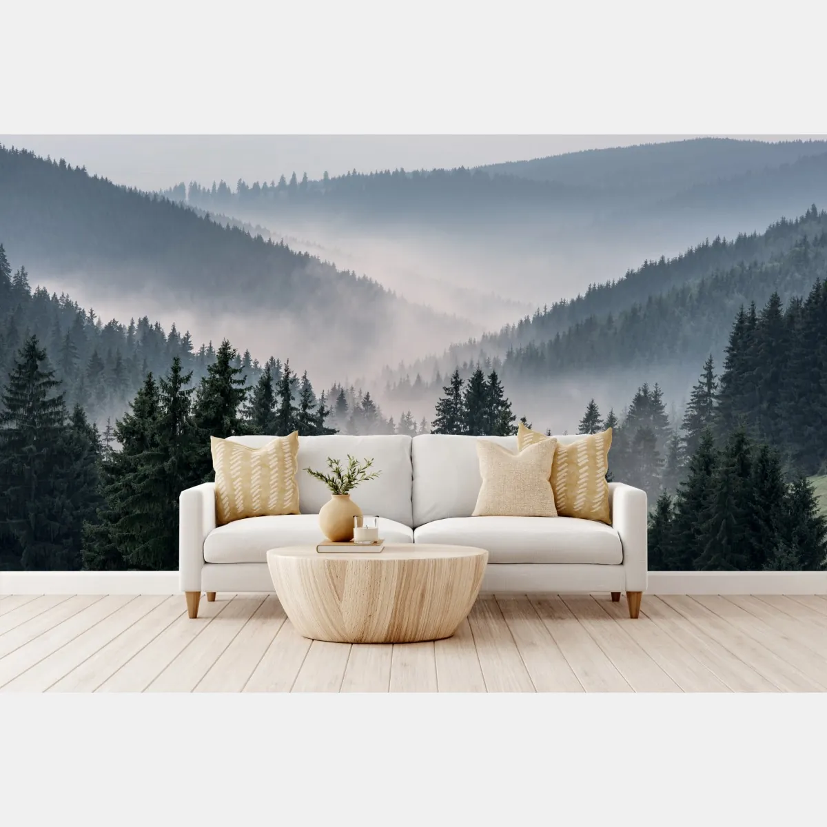 Fototapeta mglisty górski las – Wallissimo® Fototapeta mglisty górski las – Wallissimo®