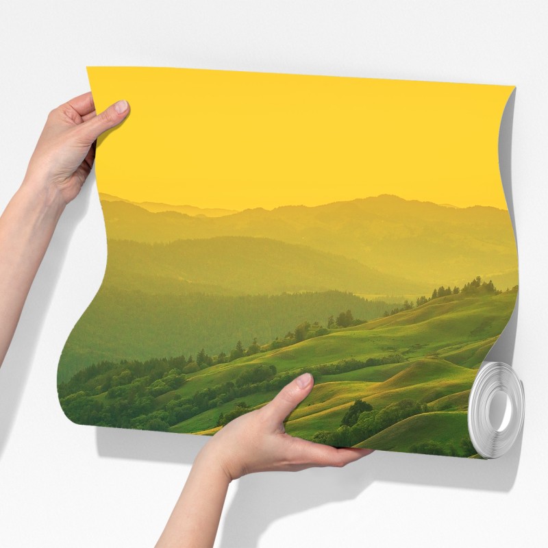 Fototapeta falujące wzgórza Północnej Kalifornii o zachodzie słońca – Wallissimo® Fototapeta falujące wzgórza Północnej Kalifornii o zachodzie słońca – Wallissimo®