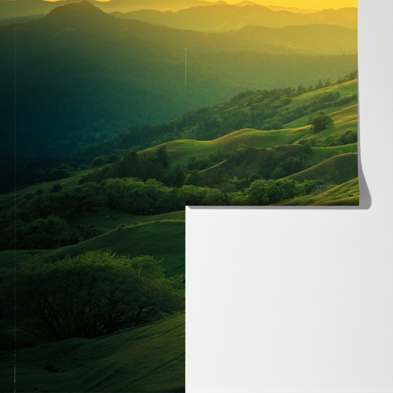 Fototapeta falujące wzgórza Północnej Kalifornii o zachodzie słońca – Wallissimo® Fototapeta falujące wzgórza Północnej Kalifornii o zachodzie słońca – Wallissimo®