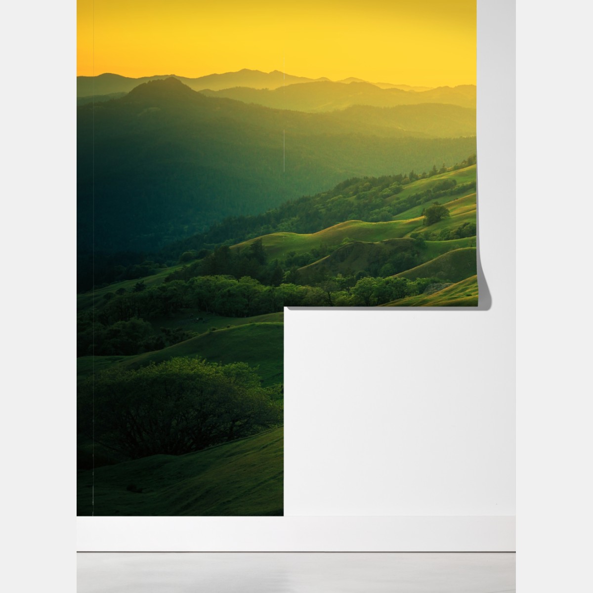Fototapeta falujące wzgórza Północnej Kalifornii o zachodzie słońca – Wallissimo® Fototapeta falujące wzgórza Północnej Kalifornii o zachodzie słońca – Wallissimo®