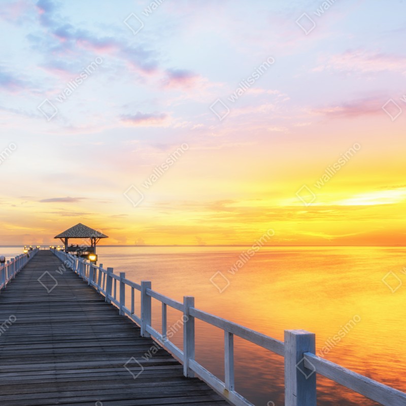 Fototapeta drewniane molo o wschodzie słońca – Wallissimo® Fototapeta drewniane molo o wschodzie słońca – Wallissimo®