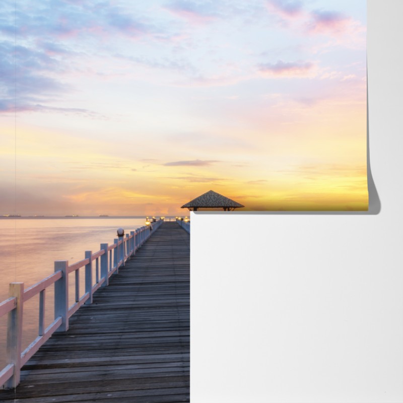 Fototapeta drewniane molo o wschodzie słońca – Wallissimo® Fototapeta drewniane molo o wschodzie słońca – Wallissimo®