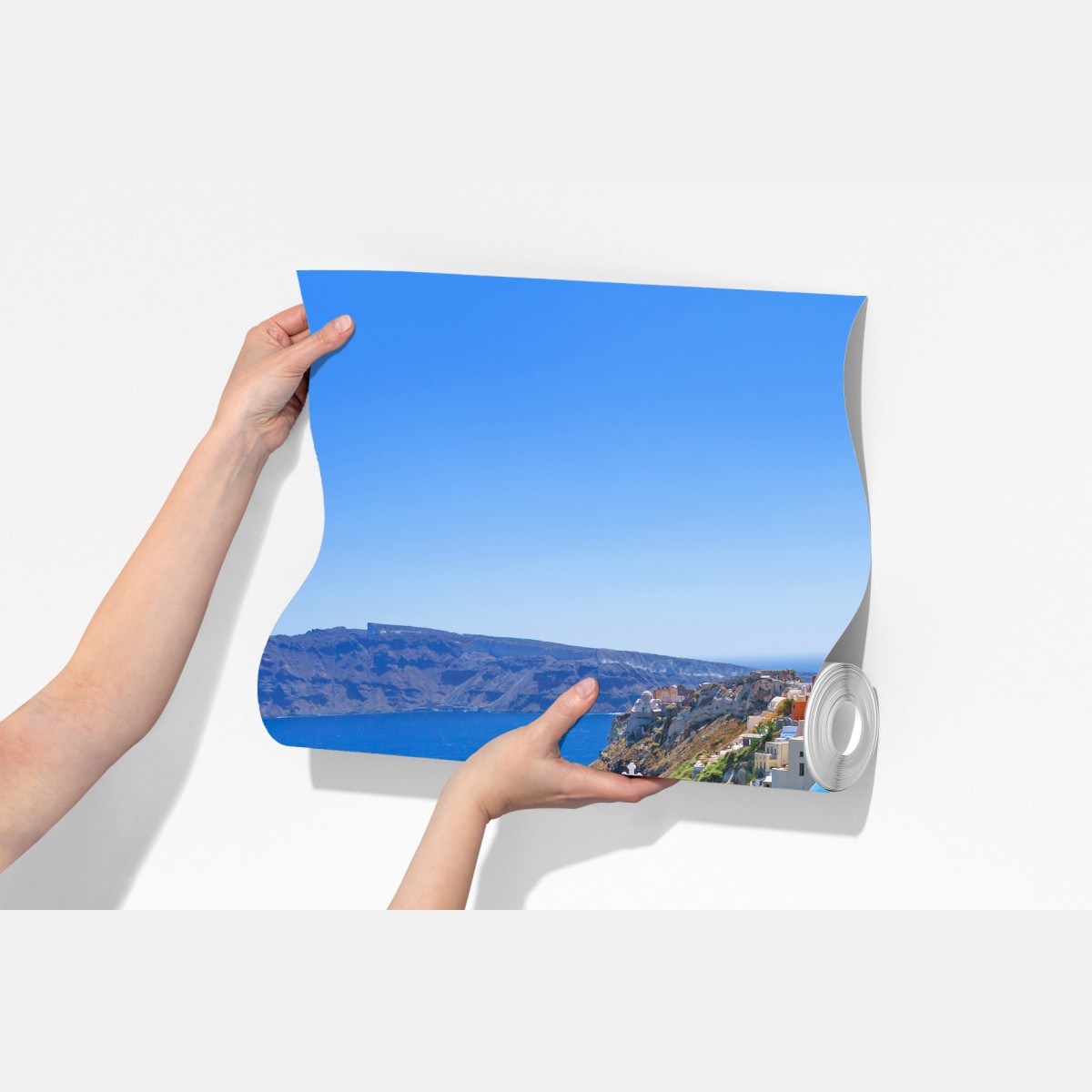 Fototapeta Santorini błękitne kopuły nad kalderą – Wallissimo® Fototapeta Santorini błękitne kopuły nad kalderą – Wallissimo®