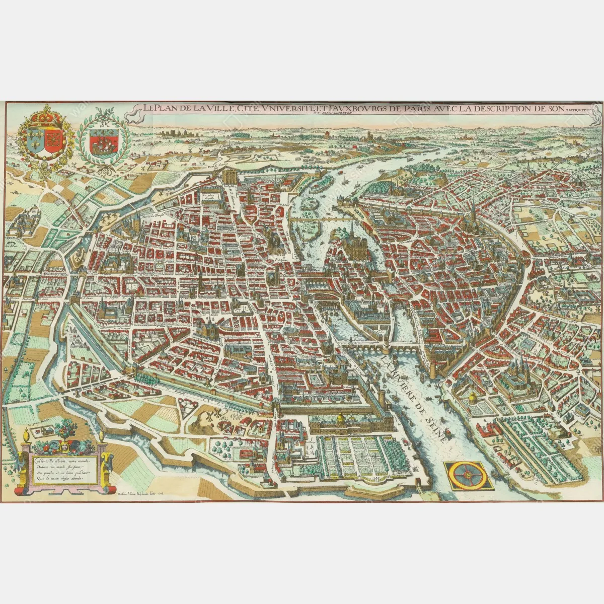 Fototapeta zabytkowa mapa miasta Paryż – Wallissimo® Fototapeta zabytkowa mapa miasta Paryż – Wallissimo®