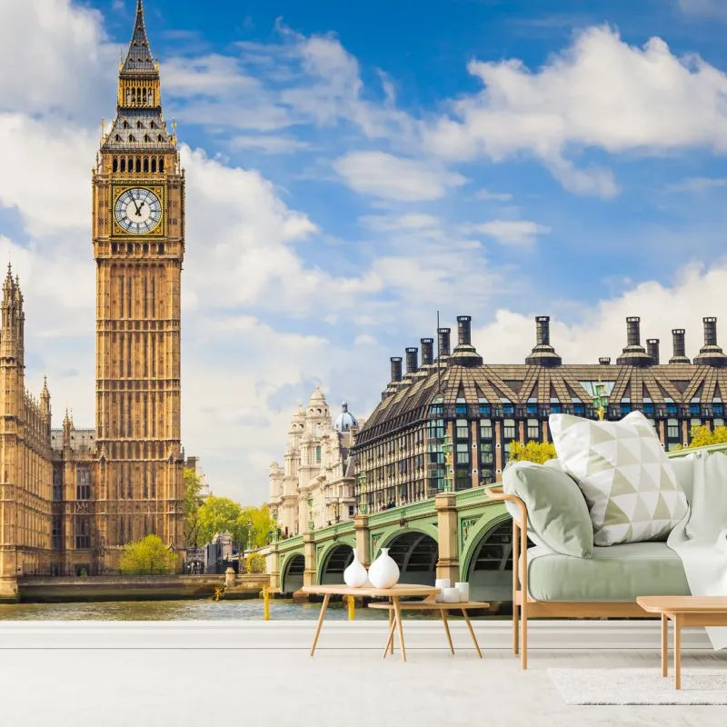 Fototapeta widok Londynu z wieżą zegarową Big Ben i mostem Westminster