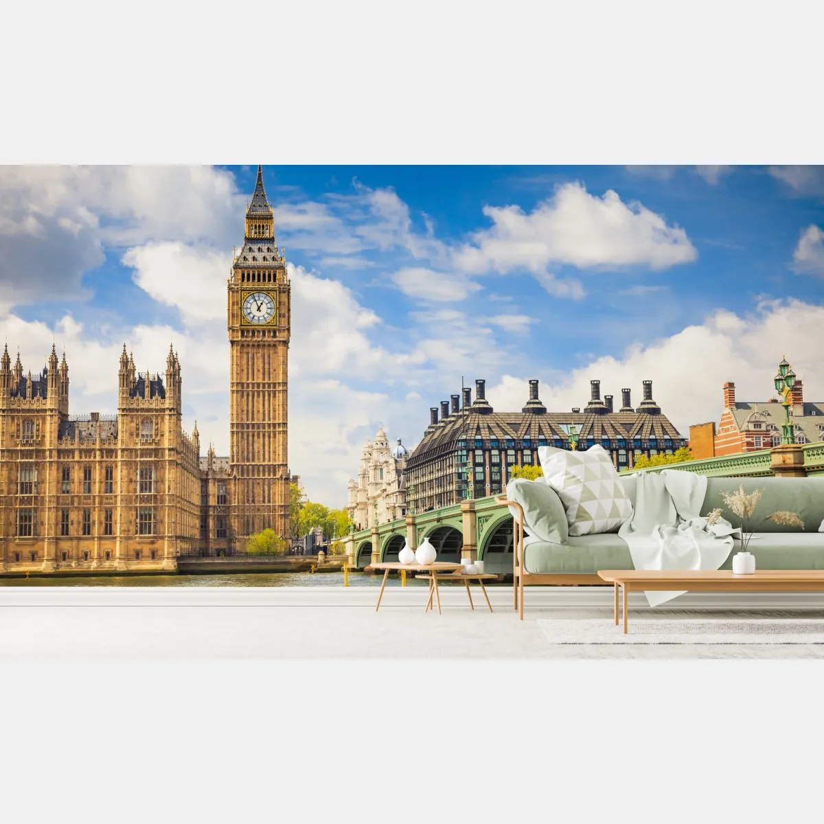 Fototapeta widok Londynu z wieżą zegarową Big Ben i mostem Westminster – Wallissimo® Fototapeta widok Londynu z wieżą zegarową Big Ben i mostem Westminster – Wallissimo®