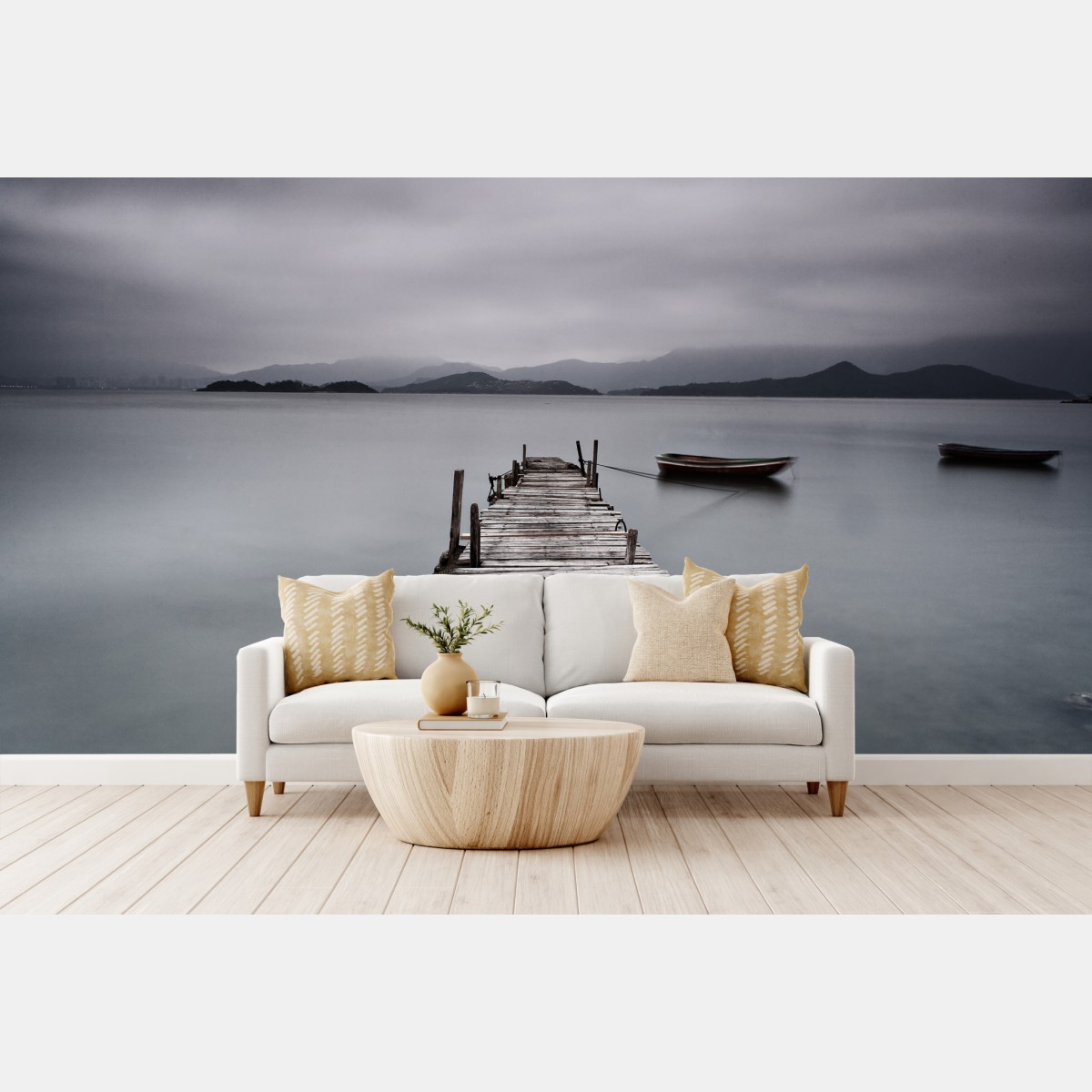 Wall mural quiet wooden pier over calm sea