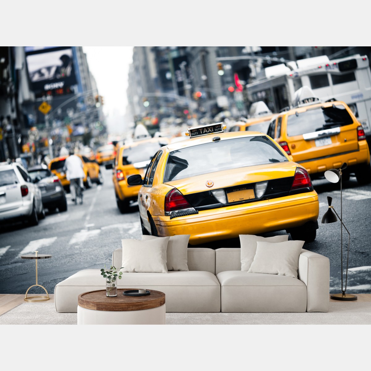 Wall mural yellow taxis on a busy New York street