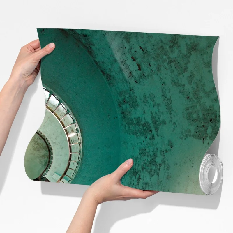 Fototapeta turkusowa spiralna klatka schodowa w zabytkowym wnętrzu – Wallissimo® Fototapeta turkusowa spiralna klatka schodowa w zabytkowym wnętrzu – Wallissimo®