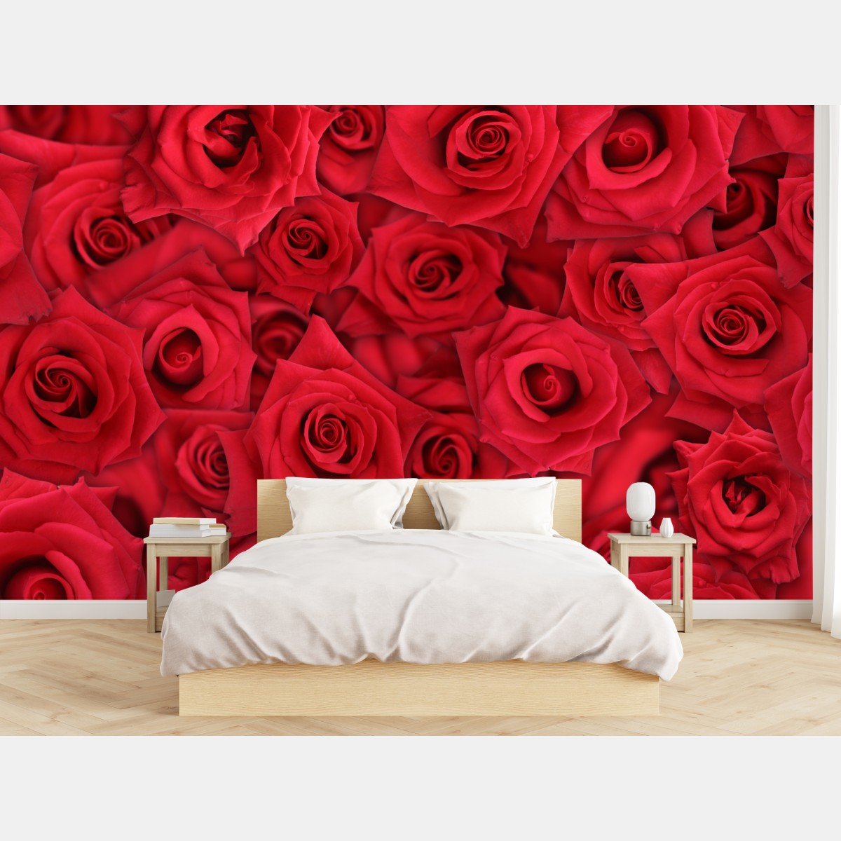 Wall mural vibrant red roses collage