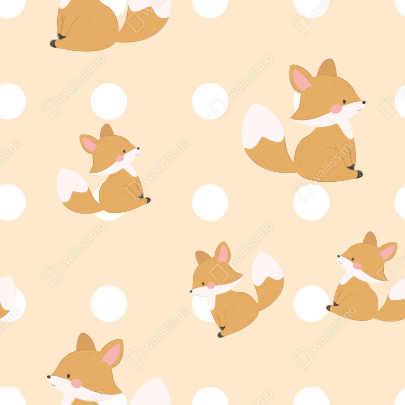 Fototapeta wzór z uroczymi lisami w pastelowym beżu – Wallissimo® Fototapeta wzór z uroczymi lisami w pastelowym beżu – Wallissimo®