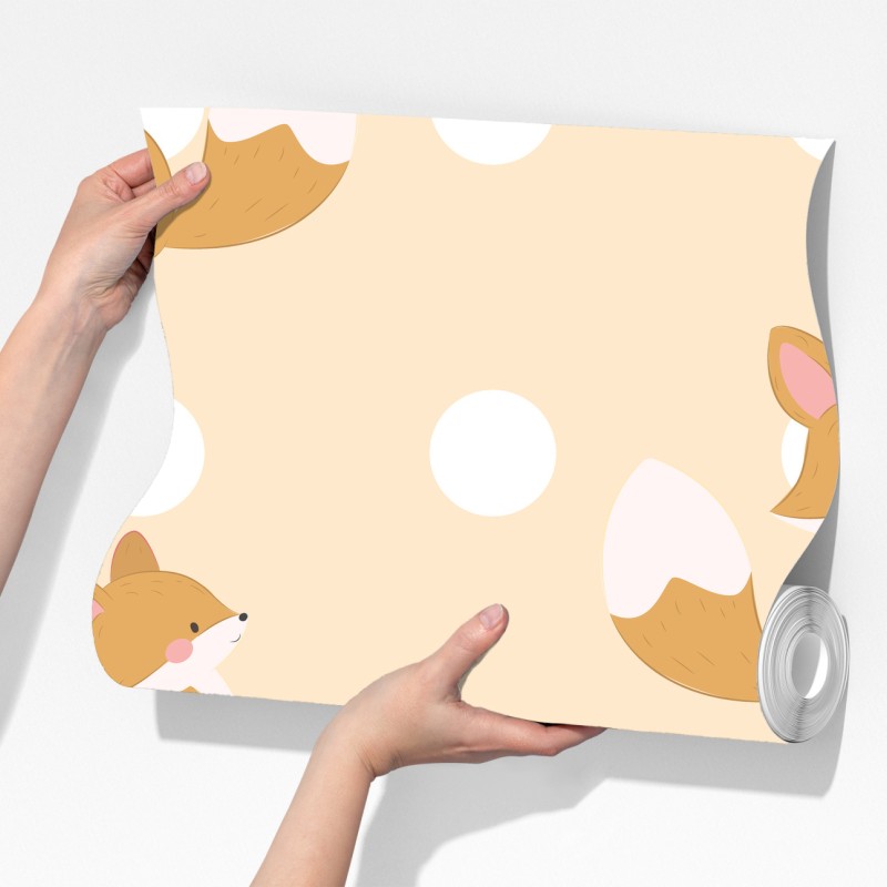 Fototapeta wzór z uroczymi lisami w pastelowym beżu – Wallissimo® Fototapeta wzór z uroczymi lisami w pastelowym beżu – Wallissimo®