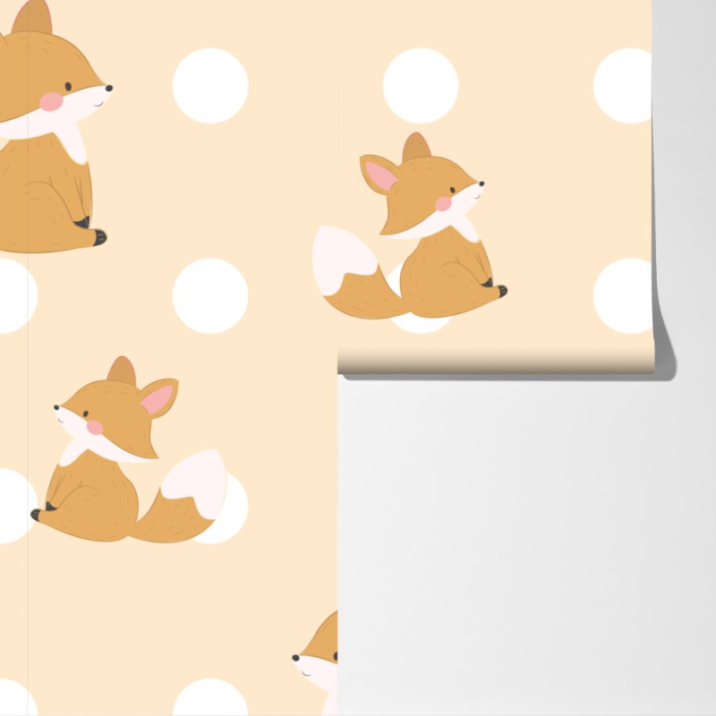 Fototapeta wzór z uroczymi lisami w pastelowym beżu – Wallissimo® Fototapeta wzór z uroczymi lisami w pastelowym beżu – Wallissimo®