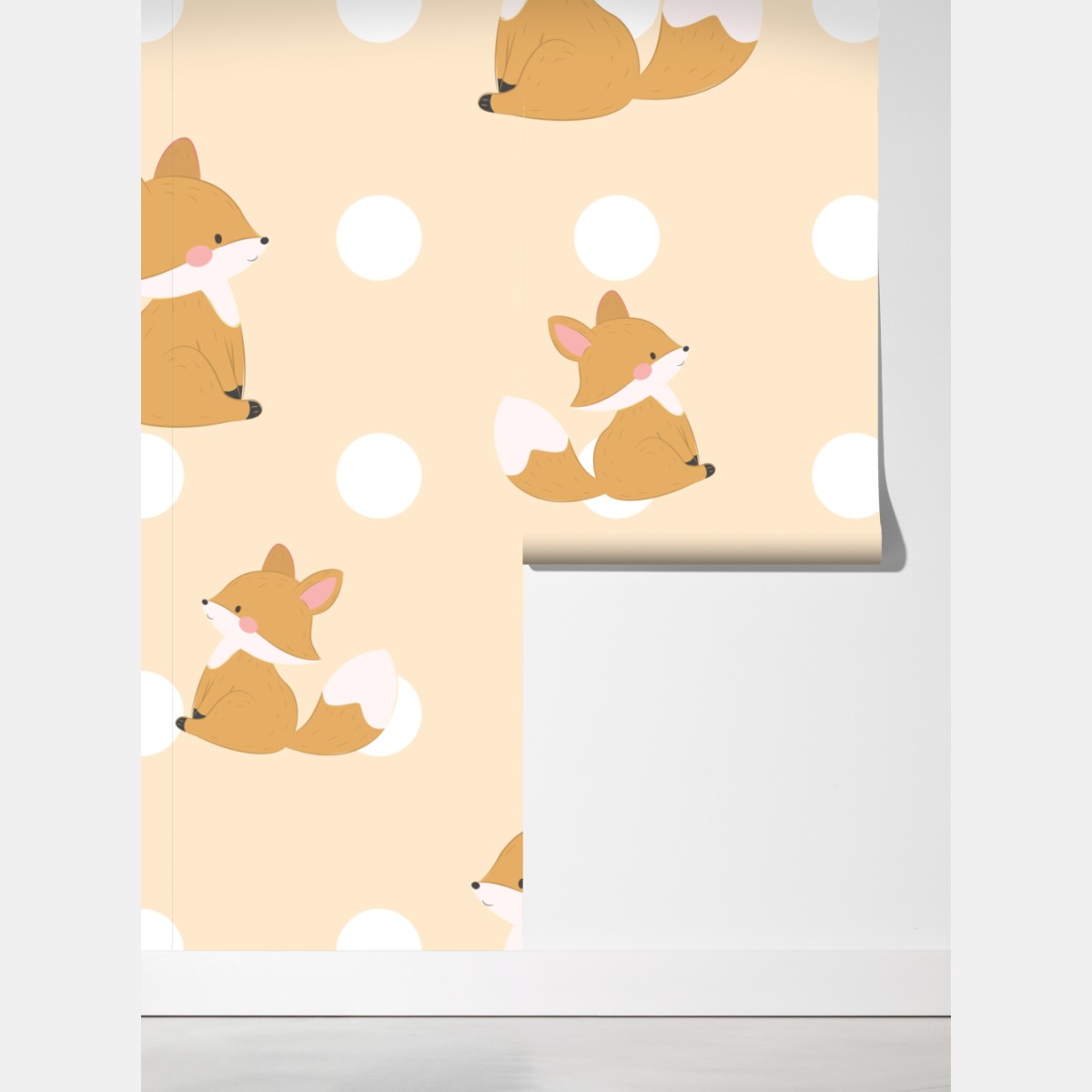 Fototapeta wzór z uroczymi lisami w pastelowym beżu – Wallissimo® Fototapeta wzór z uroczymi lisami w pastelowym beżu – Wallissimo®