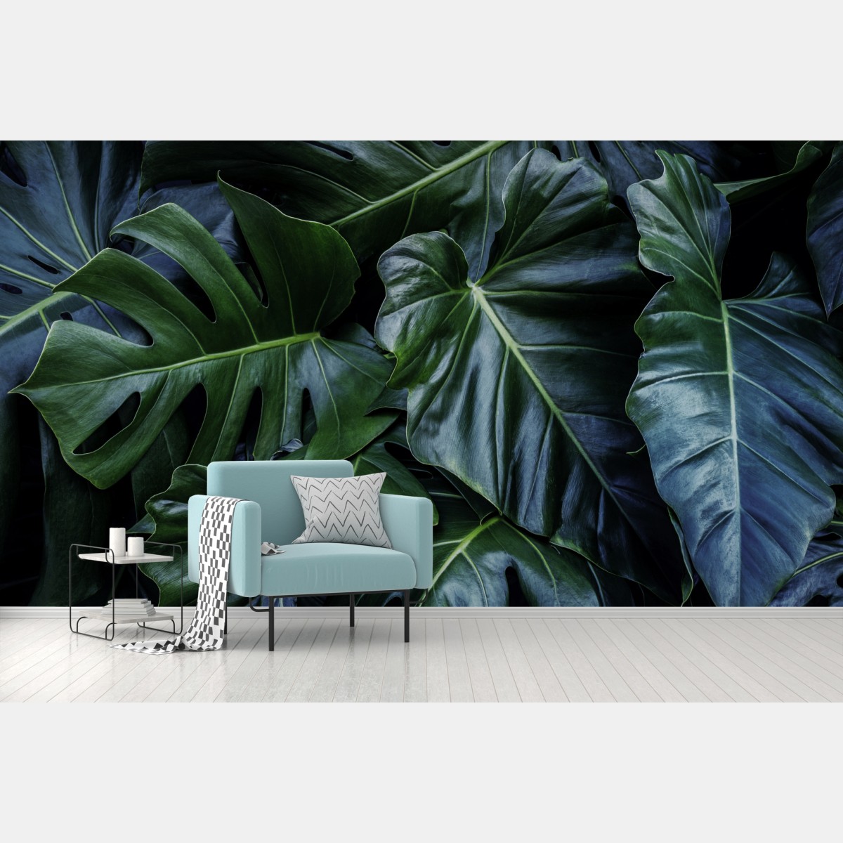 Wall mural lush tropical monstera foliage