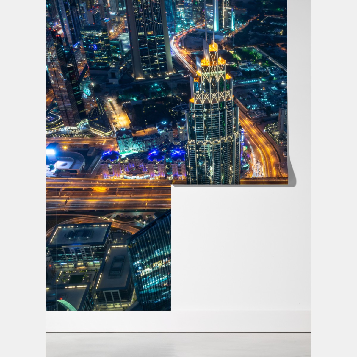 Fototapeta Dubaj nocna panorama z Burj Khalifa – Wallissimo® Fototapeta Dubaj nocna panorama z Burj Khalifa – Wallissimo®