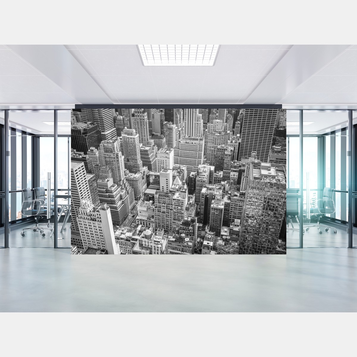 Wall mural urban aerial skyline in monochrome