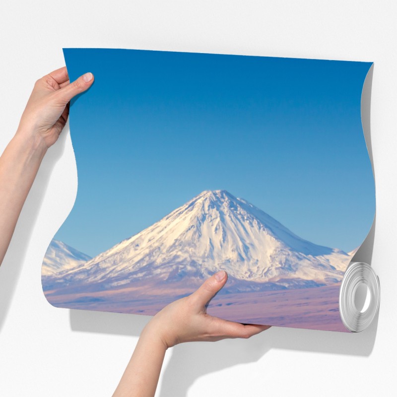 Fototapeta Laguna Chaxa z flamingami i Licancabur – Wallissimo® Fototapeta Laguna Chaxa z flamingami i Licancabur – Wallissimo®