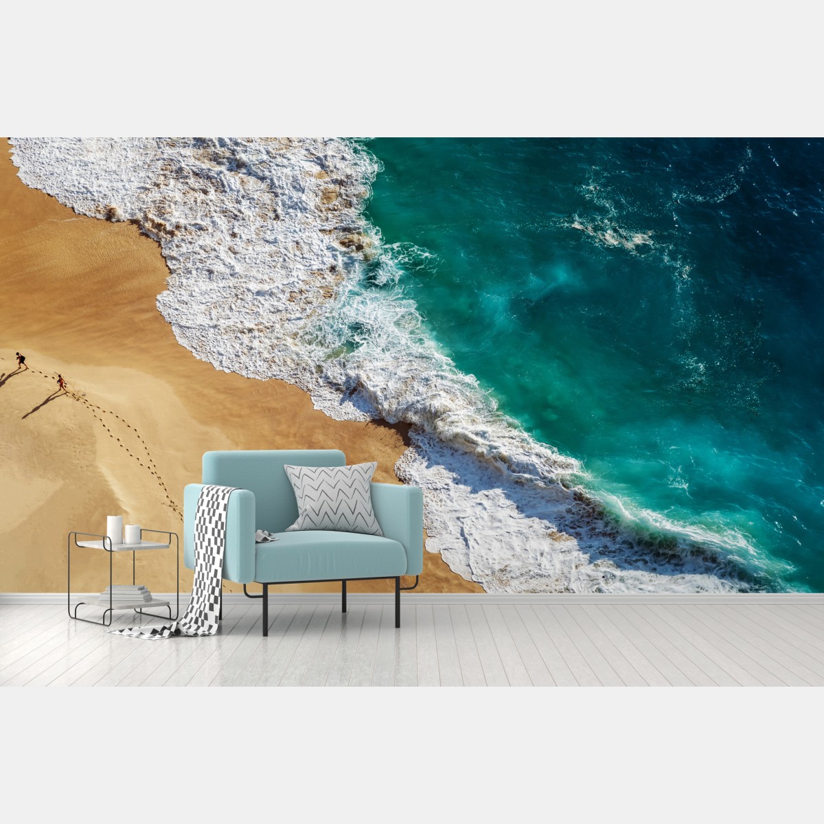 Wall mural turquoise waves at Kelingking Beach