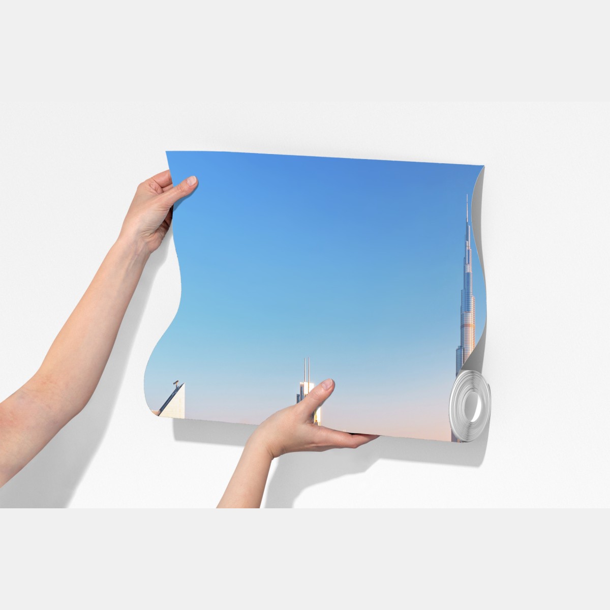 Fototapeta panorama Dubaju z Burj Khalifa o zachodzie słońca – Wallissimo® Fototapeta panorama Dubaju z Burj Khalifa o zachodzie słońca – Wallissimo®