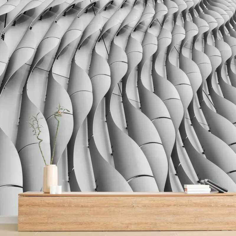 Fototapeta falisty wzór architektoniczny w odcieniach szarości