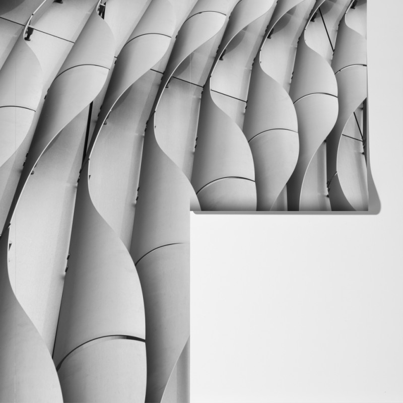 Fototapeta falisty wzór architektoniczny w odcieniach szarości – Wallissimo® Fototapeta falisty wzór architektoniczny w odcieniach szarości – Wallissimo®